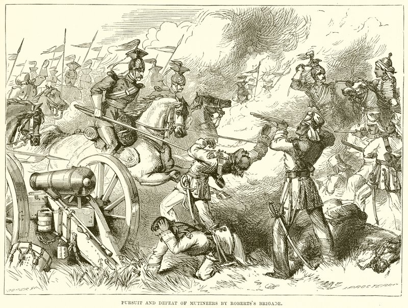 Poursuite et défaite des mutins par la brigade de Roberts - English School