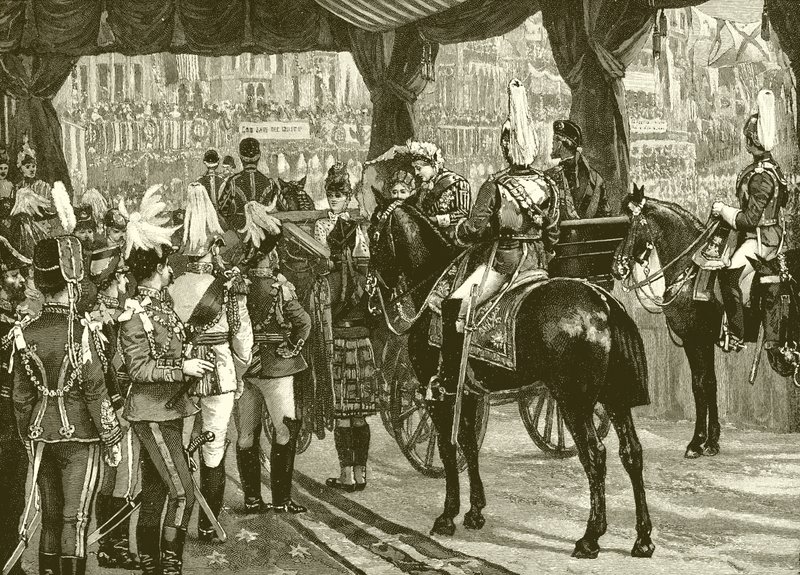 Reine Victoria, Jubilé, Abbaye de Westminster, carrosse, chevaux - English School