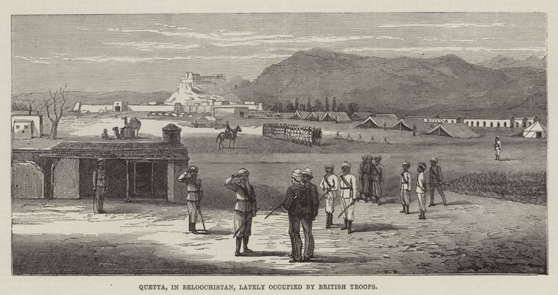 Quetta, au Baloutchistan, récemment occupée par les troupes britanniques (gravure) - English School