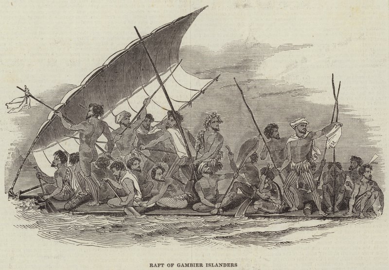 Radeau des Îles Gambier (gravure) - English School