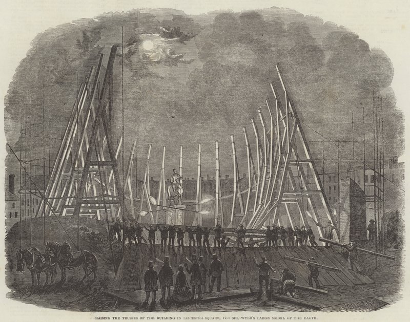 Élévation des fermes du bâtiment à Leicester-Square, pour le grand modèle de la Terre de M. Wyld (gravure) - English School