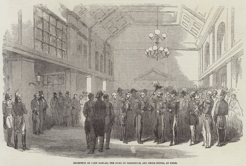 Réception de Lord Raglan, du Duc de Cambridge et de leurs suites, à Paris (gravure) - English School