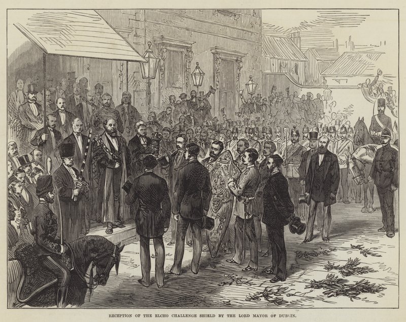 Réception du bouclier de défi Elcho par le lord-maire de Dublin - English School