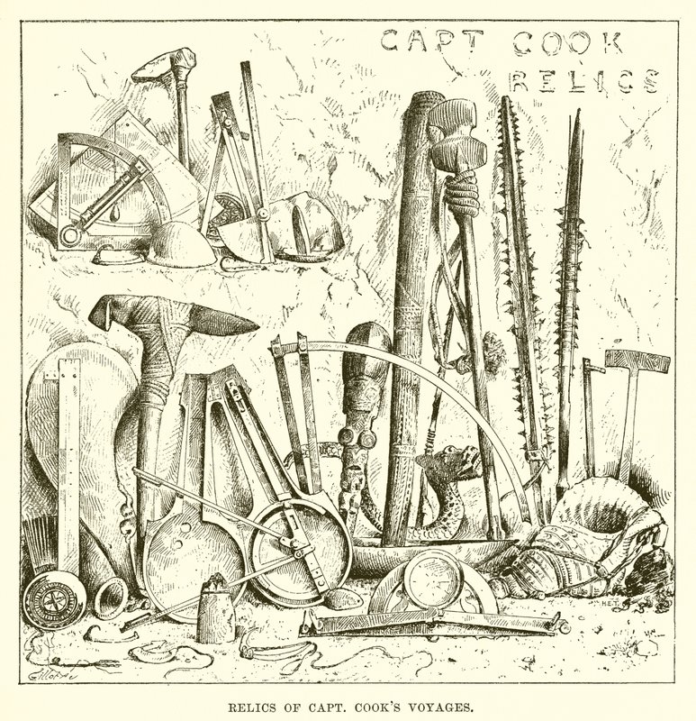 Reliques des voyages du capitaine Cook - English School
