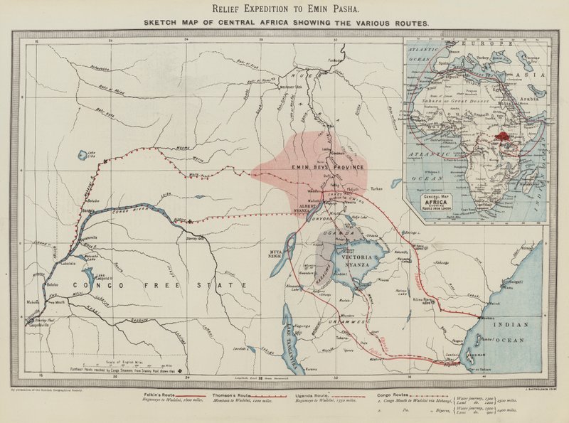 Expédition de secours à Emin Pasha, carte schématique de l