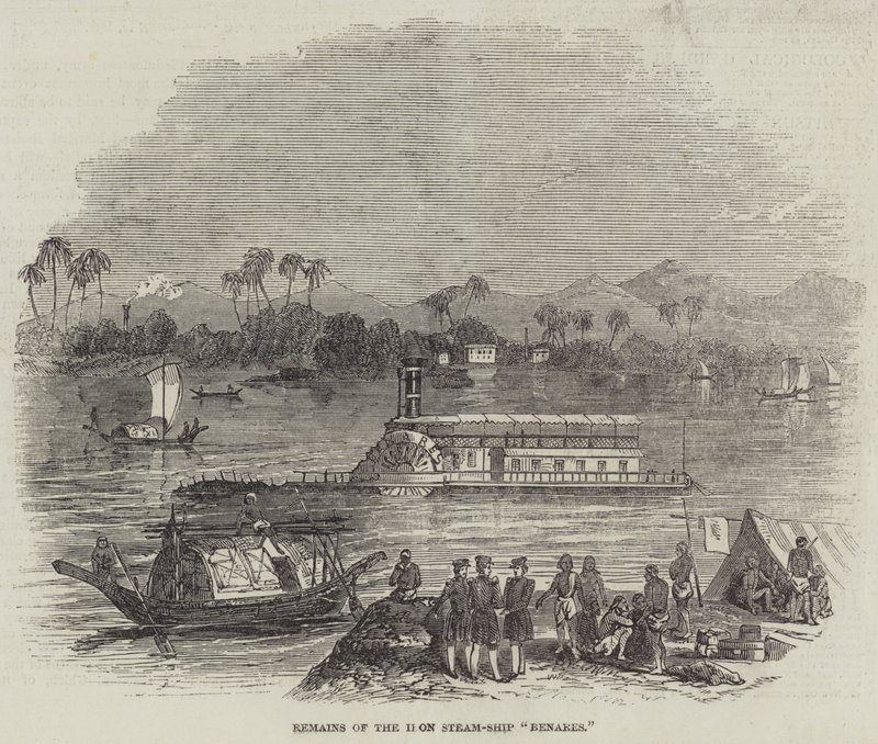 Restes du navire à vapeur en fer "Benares" (gravure) - English School