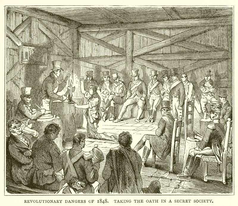 Dangers révolutionnaires de 1848. Prise de serment dans une société secrète - English School