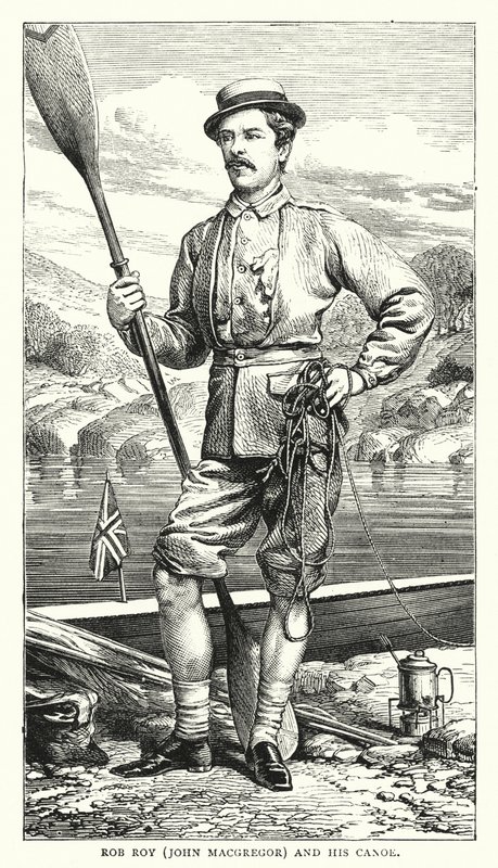 Rob Roy, John MacGregor et son canoë (gravure en couleur) - English School