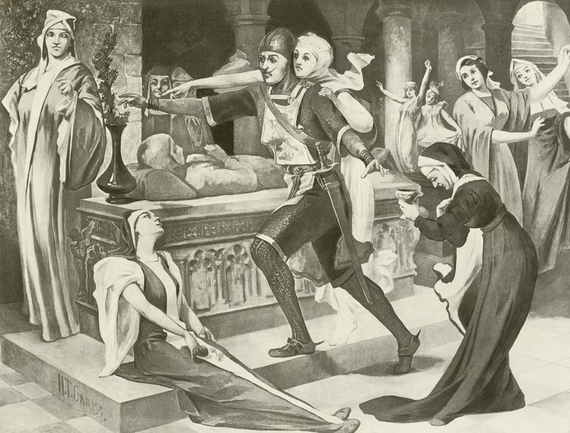 Robert le Diable, Acte III scène iii (gravure) - English School