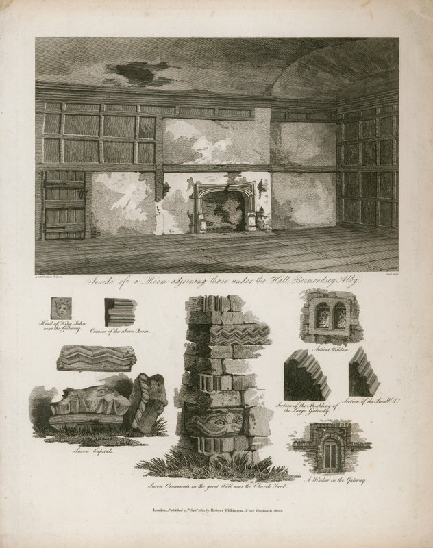 Salle adjacente à celles sous le hall, abbaye de Bermondsey - English School