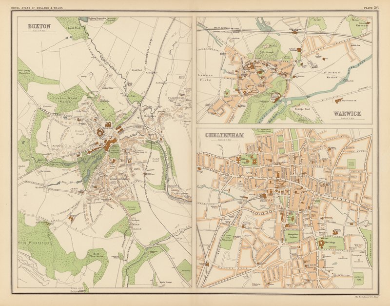 Atlas Royal, vers 1900 : Buxton ; Warwick ; Cheltenham - English School