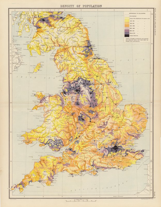 Atlas royal, vers 1900 : Densité de population - English School