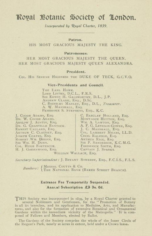 Société royale de botanique de Londres - English School