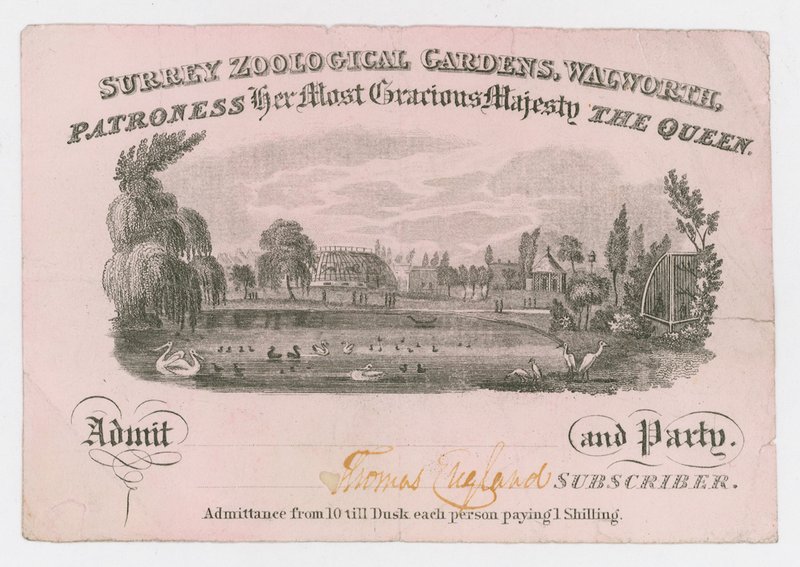 Jardins zoologiques royaux du Surrey, billet d