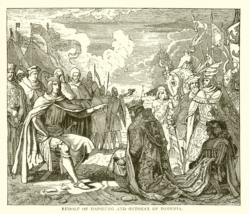Rodolphe de Habsbourg et Ottokar de Bohême - English School