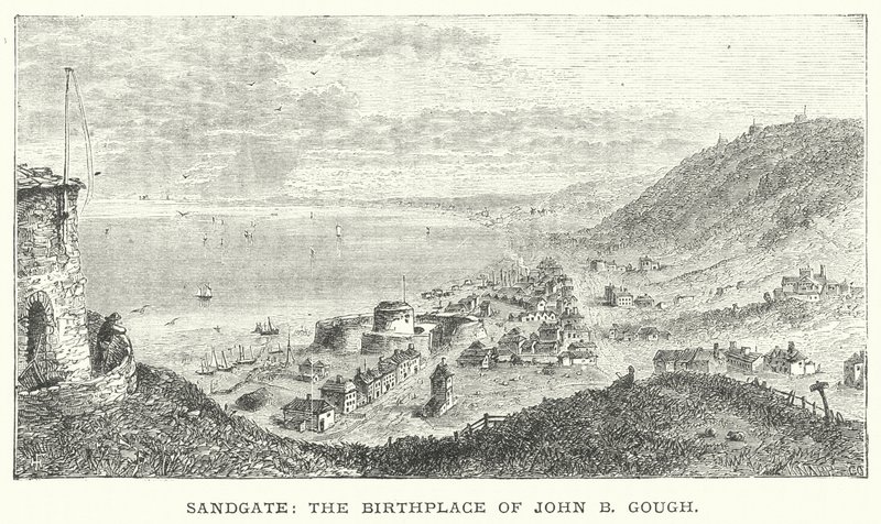 Sandgate, le lieu de naissance de John B Gough (gravure) - English School