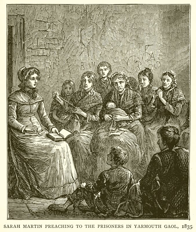 Sarah Martin prêchant aux prisonniers dans la prison de Yarmouth, 1835 - English School