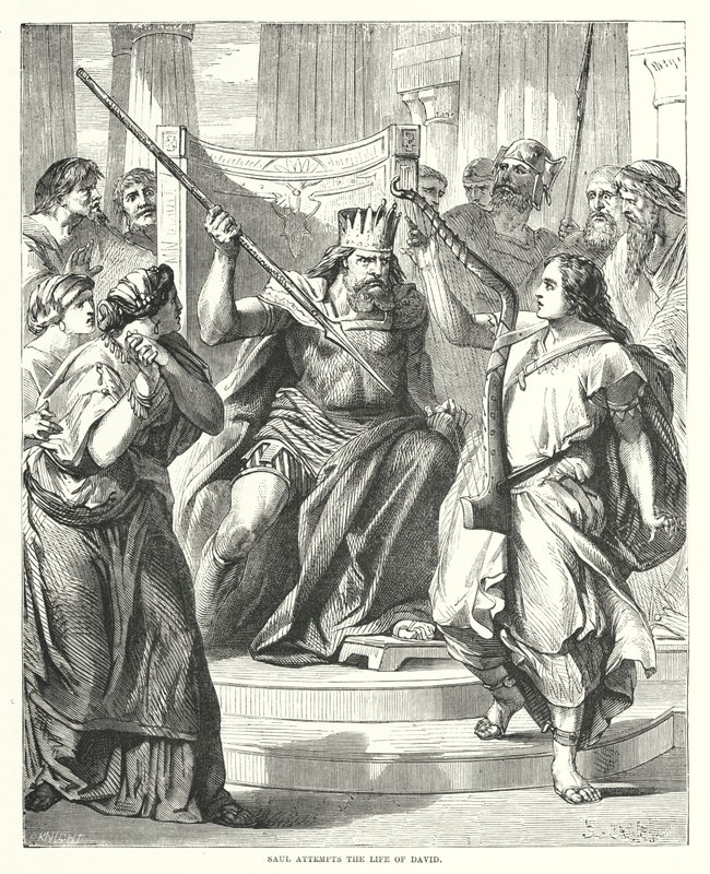 Saül tente de tuer David (gravure) - English School