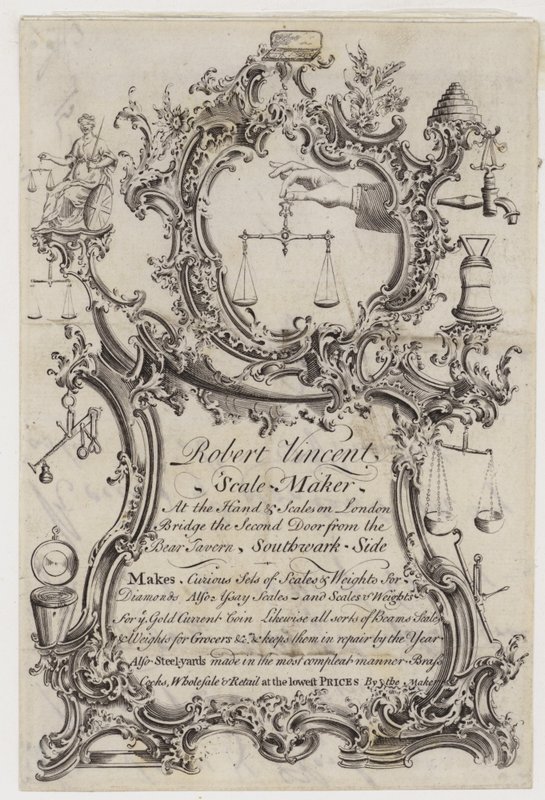 Fabricant de balances, Robert Vincent, carte de visite - English School