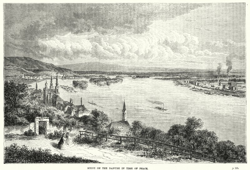 Scène sur le Danube en temps de paix - English School