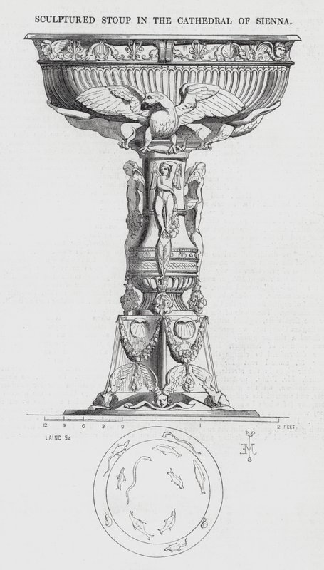 Bénitier sculpté dans la cathédrale de Sienne - English School