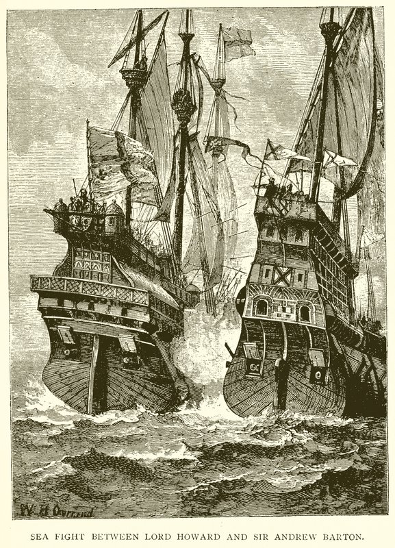 Combat naval entre Lord Howard et Sir Andrew Barton - English School