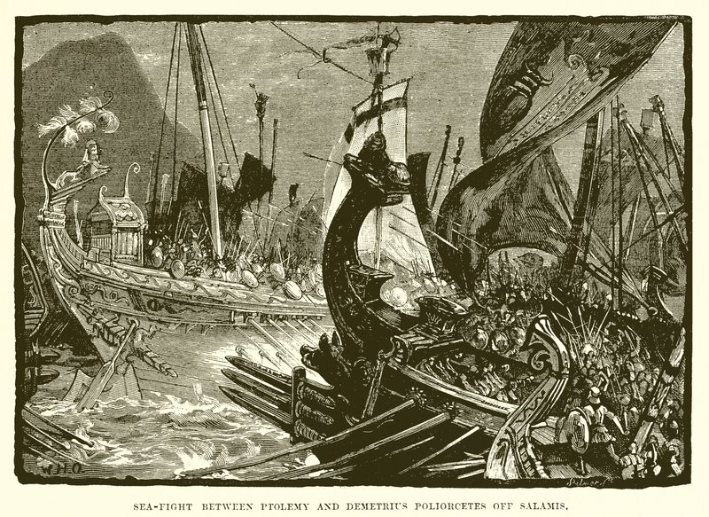 Combat naval entre Ptolémée et Démétrios Poliorcète au large de Salamine - English School