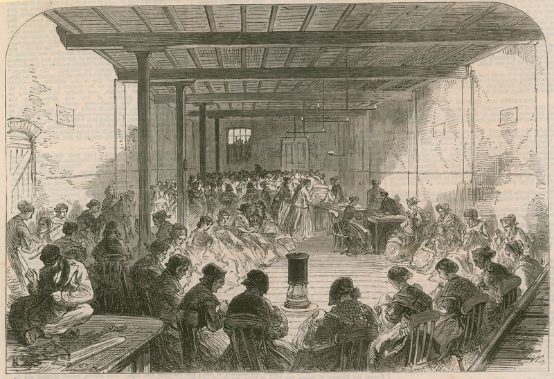 Classe de couture à Berner Street, Commercial Road East - English School