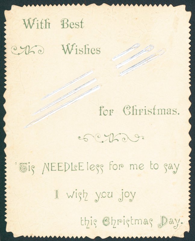 Aiguilles à coudre, carte de Noël - English School