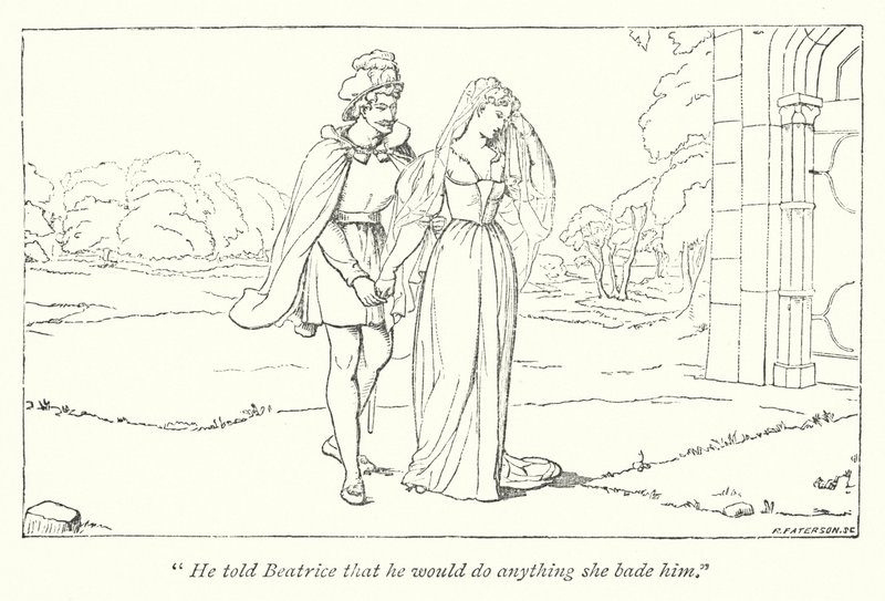 Beatrice déplore la disgrâce de Hero à Benedick (gravure) - English School