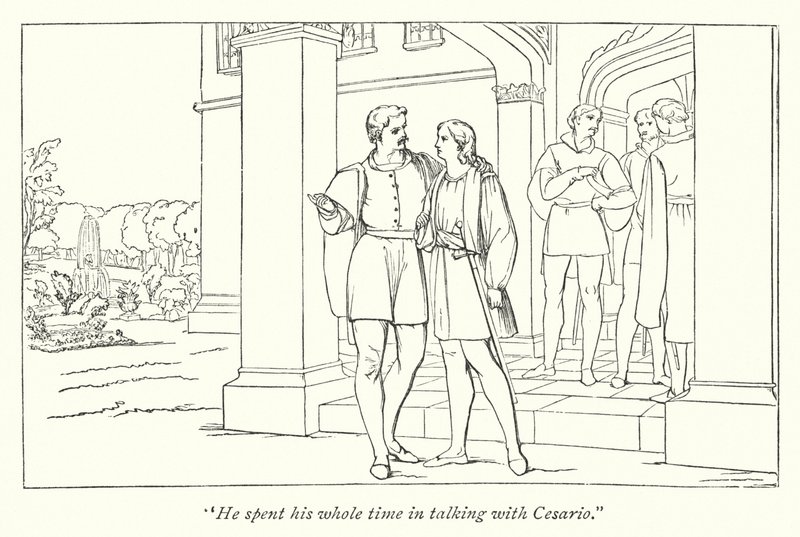 Orsino envoyant Viola à Olivia (gravure) - English School