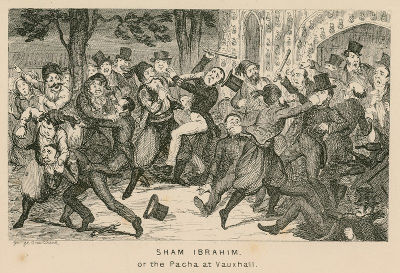 Sham Ibrahim ou le Pacha aux jardins de Vauxhall, Londres - English School