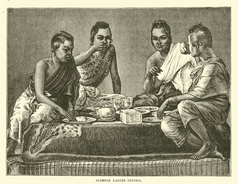 Dames siamoises dînant - English School