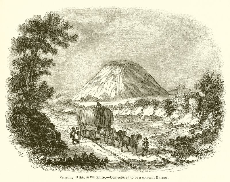 Colline de Silbury, Wiltshire.--Conjecturée être un tumulus colossal - English School
