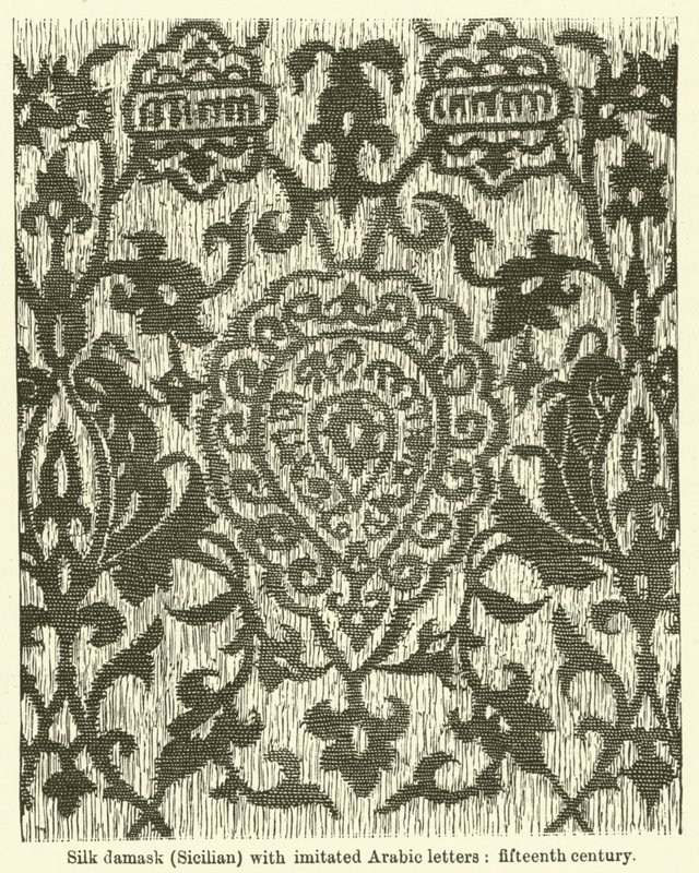 Damas de soie, sicilien avec lettres arabes imitées, quinzième siècle - English School