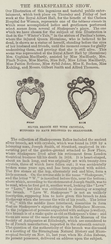 Broche en argent sertie de cristaux, supposée avoir appartenu à Shakespeare - English School