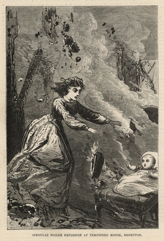 Explosion singulière de chaudière à Tempsford House, Brompton - English School