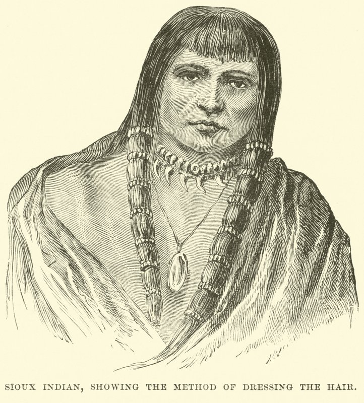 Indien Sioux, montrant la méthode de coiffure - English School