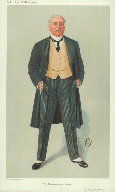 Sir A Osmond Williams, Le Champion des Dames, 1er décembre 1909, caricature de Vanity Fair - English School