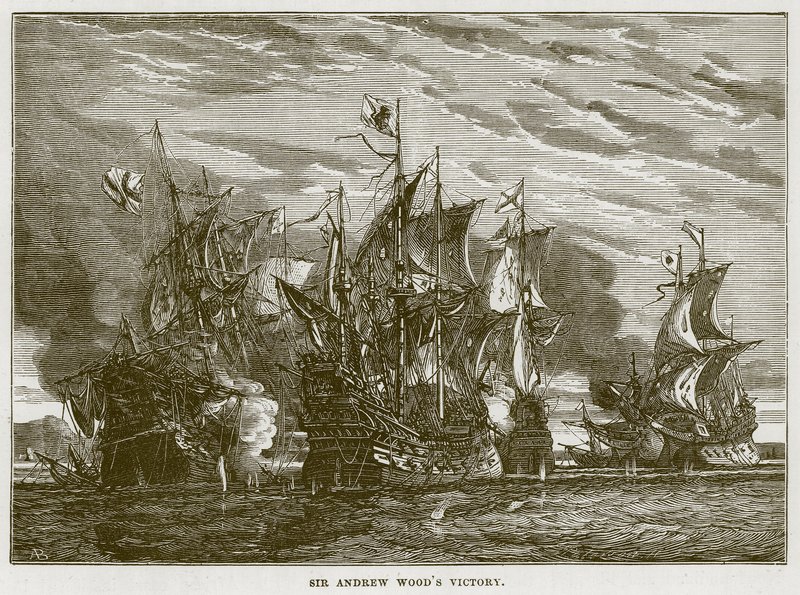 Victoire de Sir Andrew Woods, illustration de La Mer par F. Whymper - English School