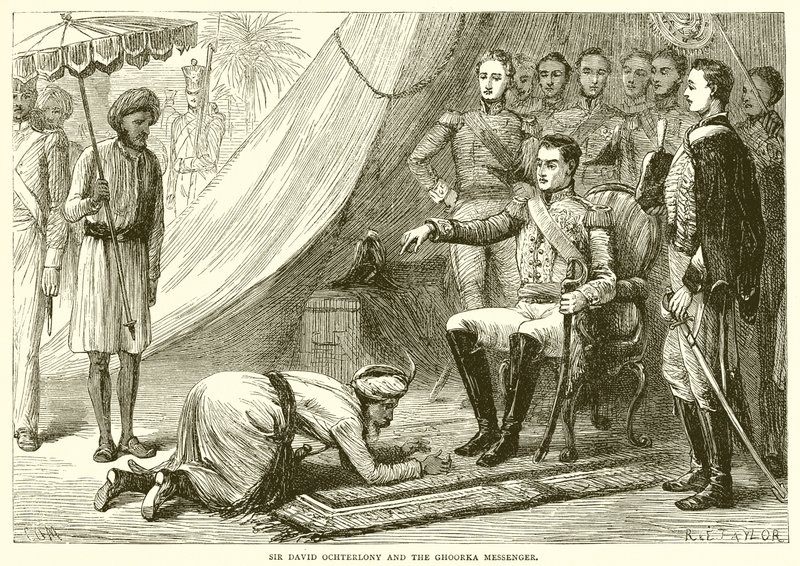 Sir David Ochterlony et le messager Ghoorka - English School