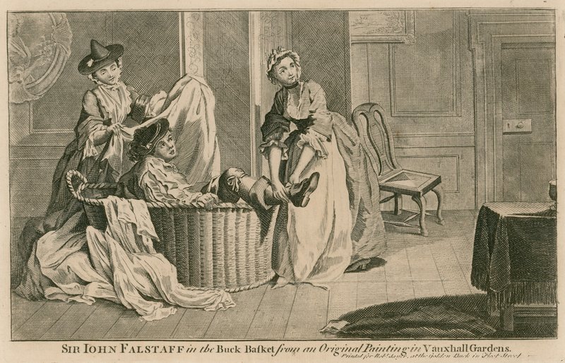 Sir John Falstaff dans le panier à linge, d