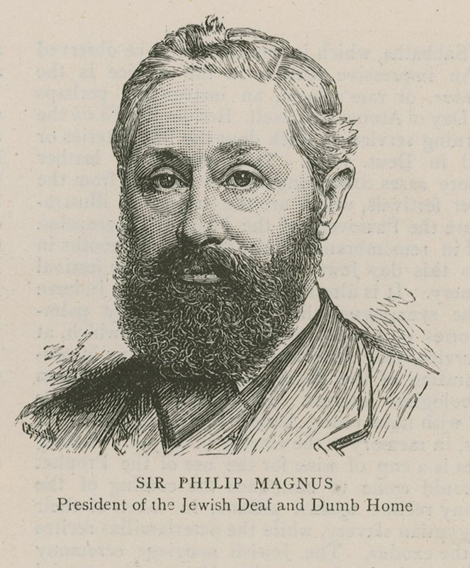 Sir Philip Magnus, président de la maison des sourds-muets juifs - English School