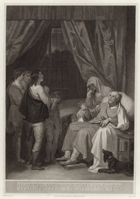 Sir T. Windham admonestant ses fils de préserver leur loyauté envers le roi - English School