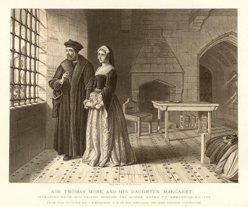 Sir Thomas More et sa fille Margaret - English School