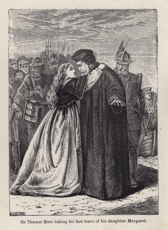 Sir Thomas More faisant ses adieux à sa fille Margaret Roper (gravure) - English School