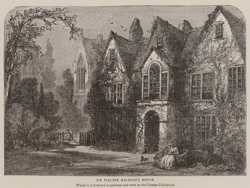 La maison de Sir Walter Raleigh (gravure) - English School