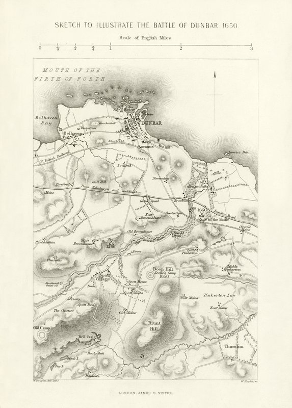 Croquis pour illustrer la bataille de Dunbar, 1650 - English School
