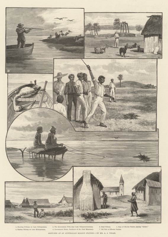 Croquis à une station missionnaire australienne - English School