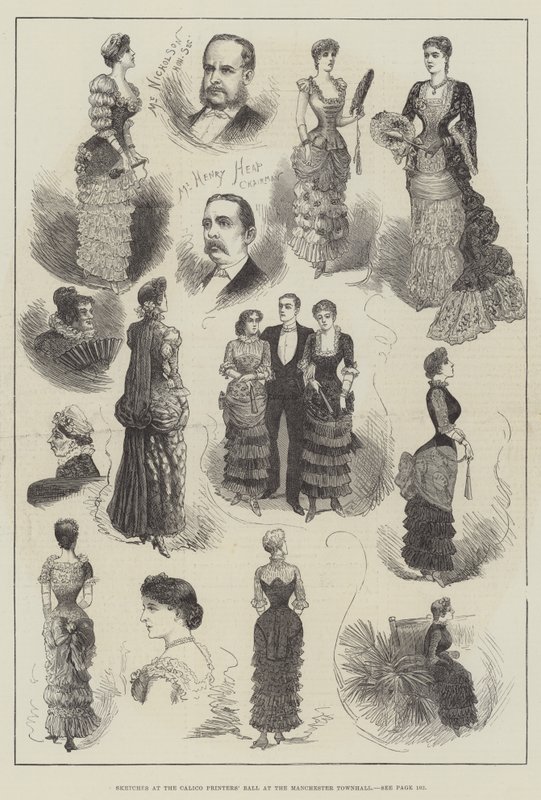 Croquis au bal des imprimeurs de calicot à la mairie de Manchester (gravure) - English School